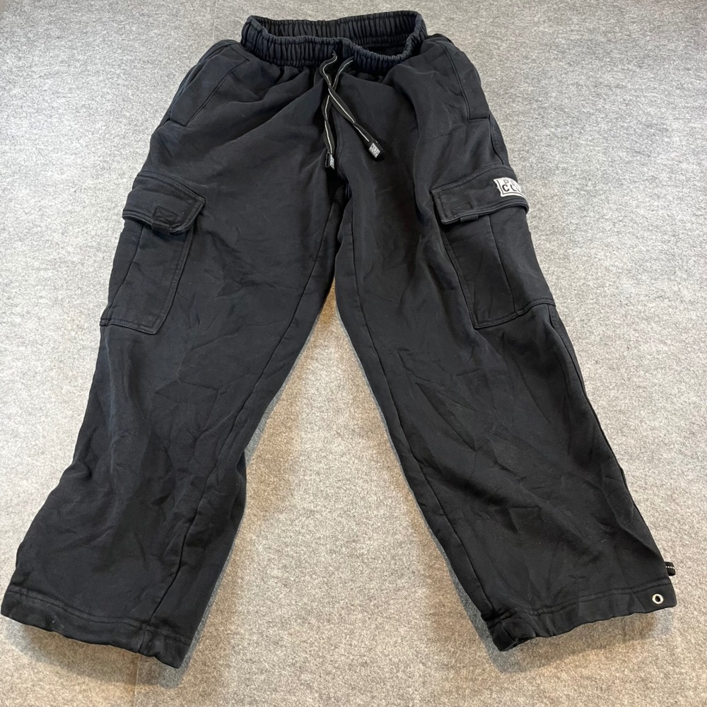 Pro Club Mens Heavyweight Cargo Sweatpants Black Streetwear Small Fleece Joggers
